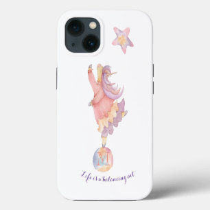Etui iPhone 13 Aquarelle personnalisée Unicorne magique 