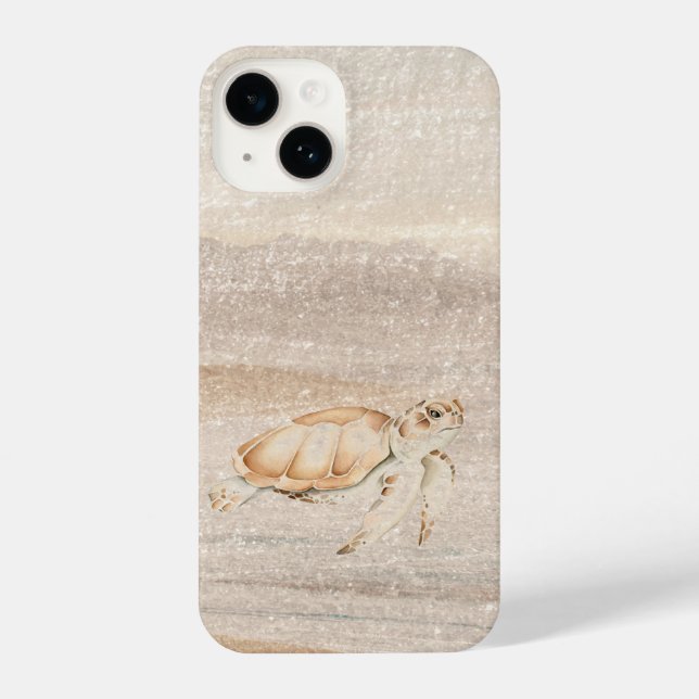 Coque iPhone Aquarelle Plage Sable Tortue de mer Faune Animal (Verso)