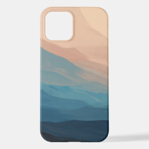 Coque iPhone 12 Aquarelle rose et bleu Abstrait Art