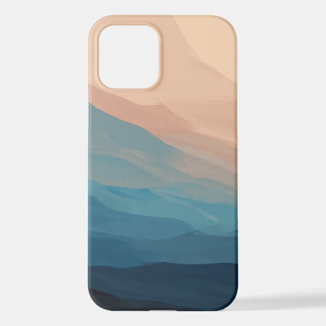 Coque iPhone Aquarelle rose et bleu Abstrait Art (Verso)