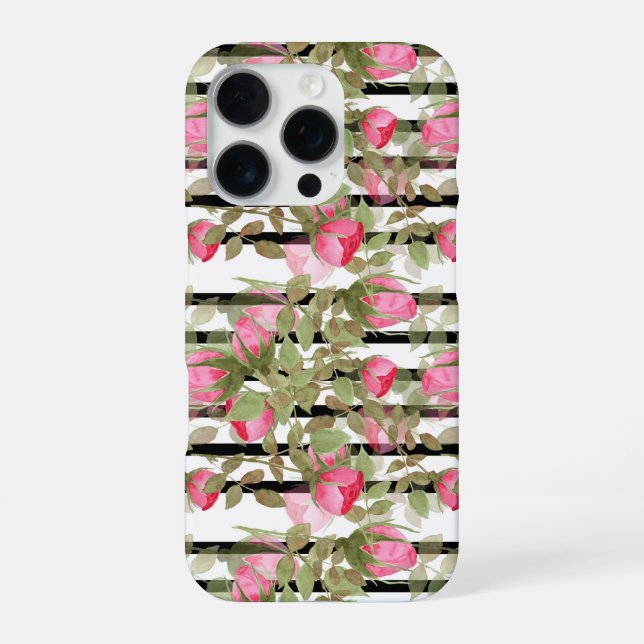 Coque iPhone Aquarelle rose roses fleurs florales romantique pr (Verso)