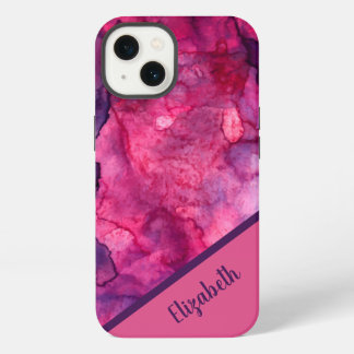 Etui iPhone 13 Aquarelle rose violet personnalisée