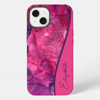 Etui iPhone 13 Aquarelle rose-violet personnalisée