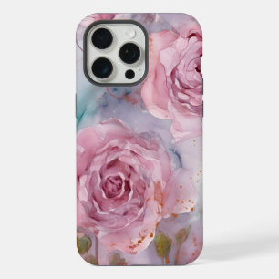 Coque iPhone 15 Pro Max Aquarelle Roses roses