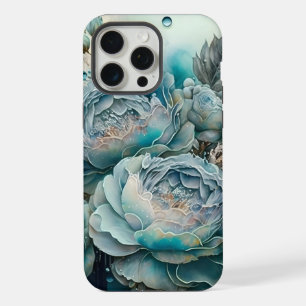 Coque iPhone 15 Pro Max Aquarelle Roses Turquoise