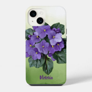 Coque Pour iPhone 14 Aquarelle Violet Africain Houseplant Jardin Fleur