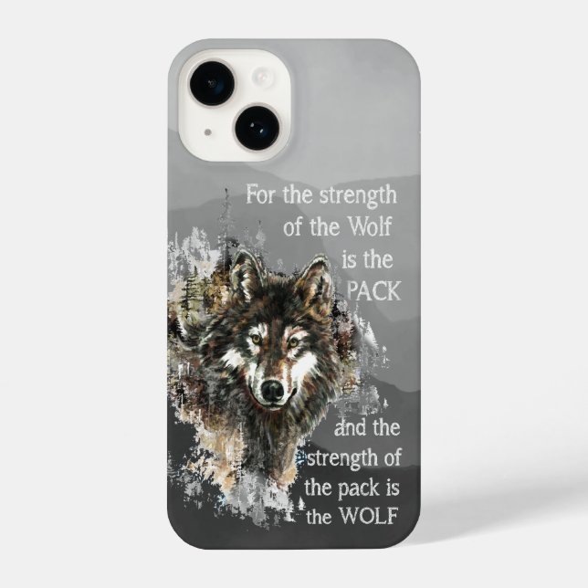 Coque iPhone Aquarelle Wolf Pack Famille Citation Animal Nature (Verso)