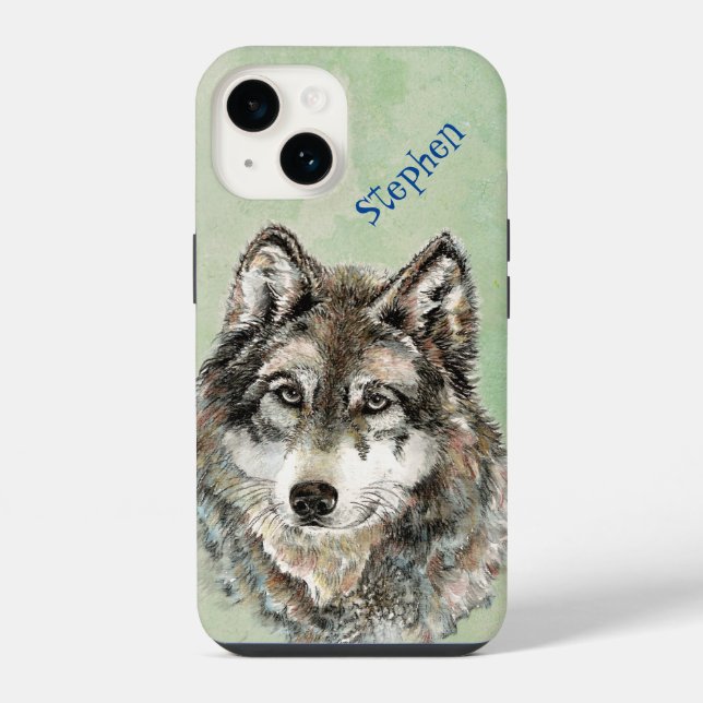 Coque iPhone Aquarelle Wolf Wolf Custom Faune Nature Art (Verso)