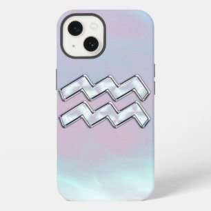 Etui iPhone 13 Aquarius Zodiaque sur style de Nacre de Perle