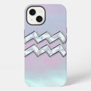 Etui iPhone 13 Aquarius Zodiaque sur style Nacre de Perle