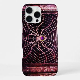Coque iPhone 16 Pro Max ARAIGNÉE ET TOILE Gemme violette Noire