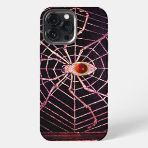 Etui iPhone 13 Pro Max ARAIGNÉE ET TOILE Rouge Rubis Noir