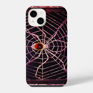 Coque Pour iPhone 14 ARAIGNÉE ET TOILE Rubis Rouge Noir