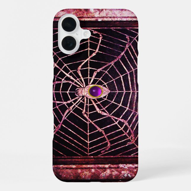 Coque iPhone ARAIGNÉE ET TOILE Violet Améthyste Noir (Verso)