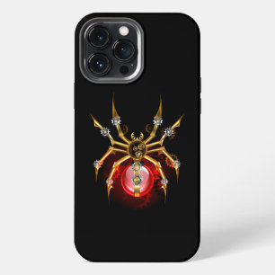 Etui iPhone 13 Pro Max Araignée steampunk sur fond noir