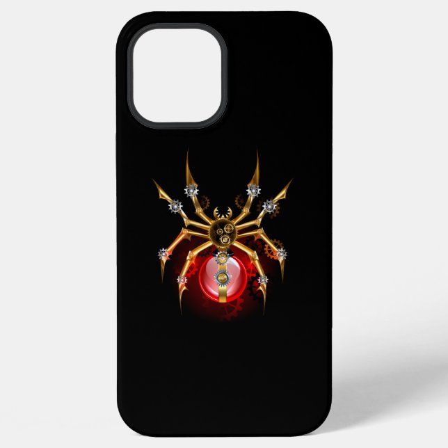 Coque iPhone Araignée steampunk sur fond noir (Verso)
