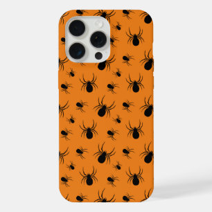 Coque iPhone 15 Pro Max Araignées Halloween motif noir et orange