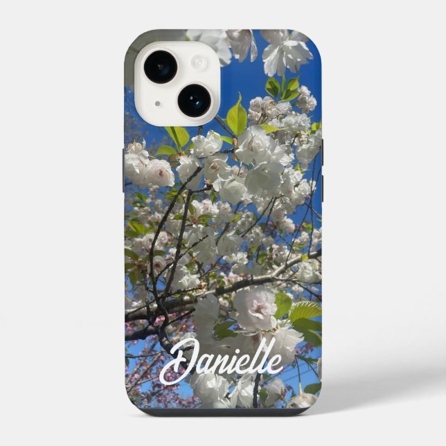 Coque iPhone arbre à fleurs de cerisier blanc  (Verso)