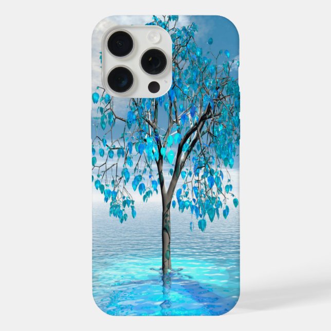 Coque iPhone Arbre bleu cristal (Verso)