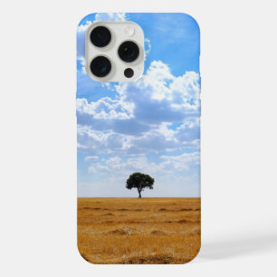 Coque iPhone 15 Pro Max Arbre dans un champ de blé récolté