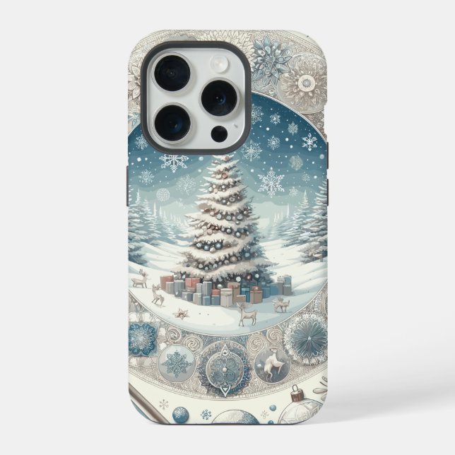 Coque iPhone Arbre de Noël d'hiver (Verso)