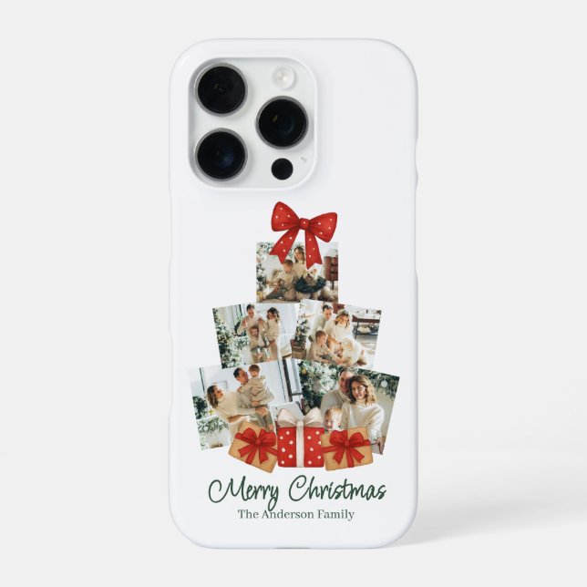 Coque iPhone Arbre de Noël familial élégant à l'aquarelle avec  (Verso)