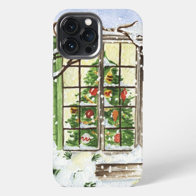 Coque iPhone arbre de Noël festif (Verso)