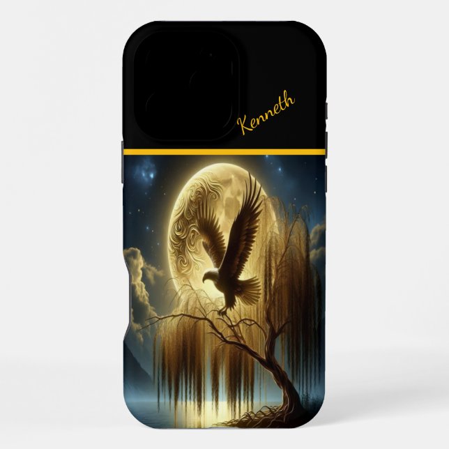 Coque iPhone Arbre de saule doré et aigle (Verso)