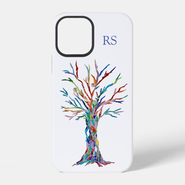 Coque iPhone Arbre de vie à monogramme (Verso)