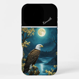Coque iPhone 16 Pro Max Arbre doré, Lune bleue