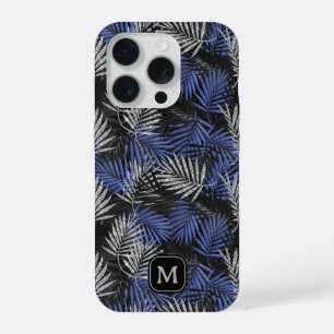 Coque iPhone 15 Pro Arbre Palmier Paillettes Argent Monogramme Moderne