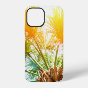 Coque iPhone 12 Arbre palmier soleil brillant arrière - plan d'été