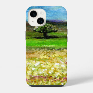 COQUE POUR iPhone 14 ARBRE SOLITAIRE DANS LE CHAMP DE FLEURS JAUNES, TO