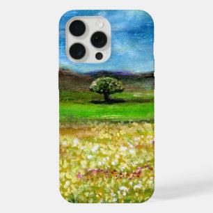 COQUE iPhone 15 PRO MAX ARBRE SOLITAIRE DANS LE CHAMP DE FLEURS JAUNES, TO