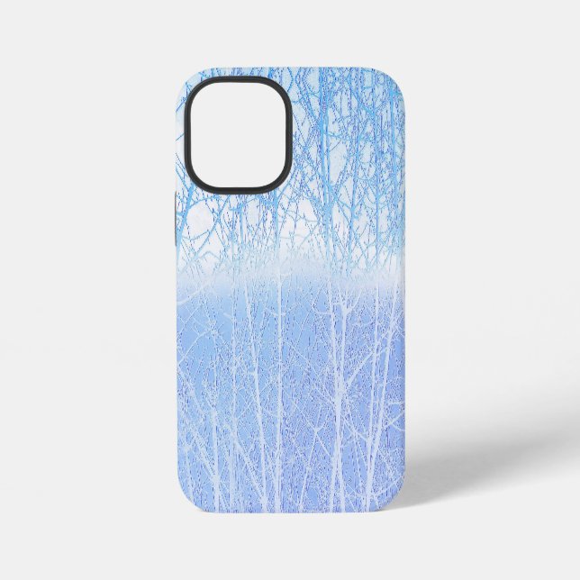 Coque iPhone Arbres Brumeux Givrés Bleu Bébé (Verso)