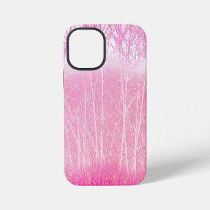 Coque iPhone 12 Mini Arbres brumeux givrés en pêche et rose