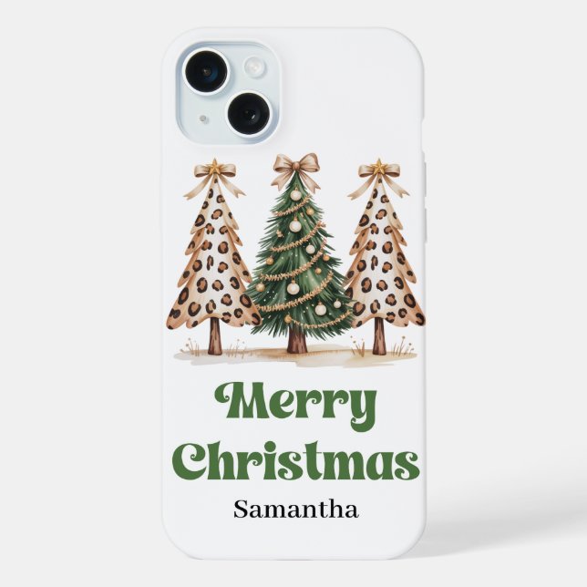 Coque iPhone Arbres de Noël à impression léopard unique nom per (Verso)