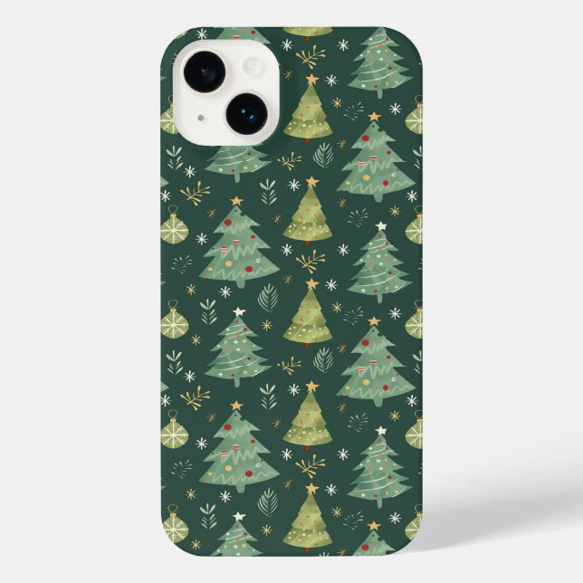 Coque iPhone Arbres de Noël et ornements Motif (Verso)
