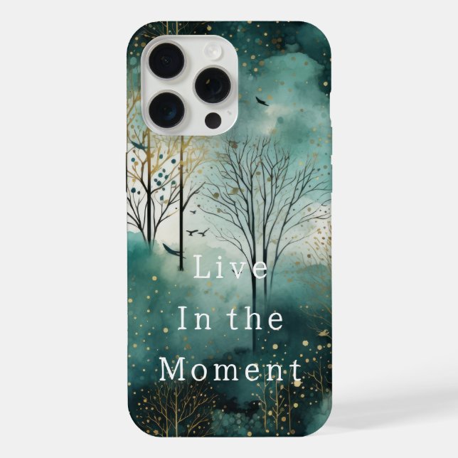 Coque iPhone Arbres de Noël Vert Or avec Oiseaux (Verso)