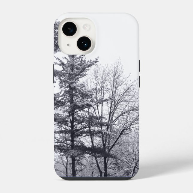 Coque iPhone Arbres enneigés : Vertical (Verso)