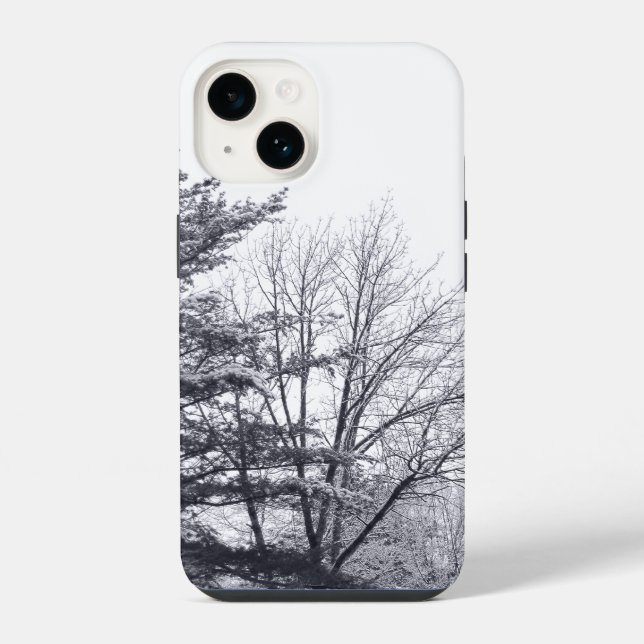 Coque iPhone Arbres enneigés : Vertical (Verso)