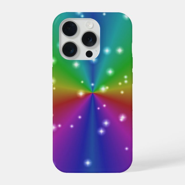 Coque iPhone Arc-en-ciel avec des étoiles (Verso)