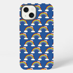Etui iPhone 13 Arc-en-ciel avec des nuages blancs