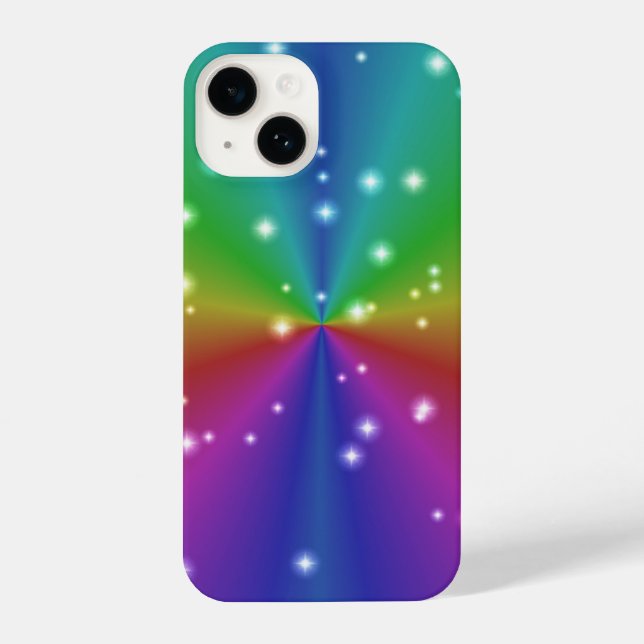 Coque iPhone Arc en ciel avec étoiles (Verso)