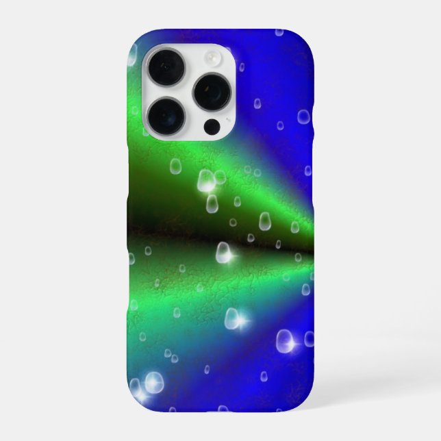 Coque iPhone Arc-en-ciel bleu vert dans l'optique cuir peau d'é (Verso)