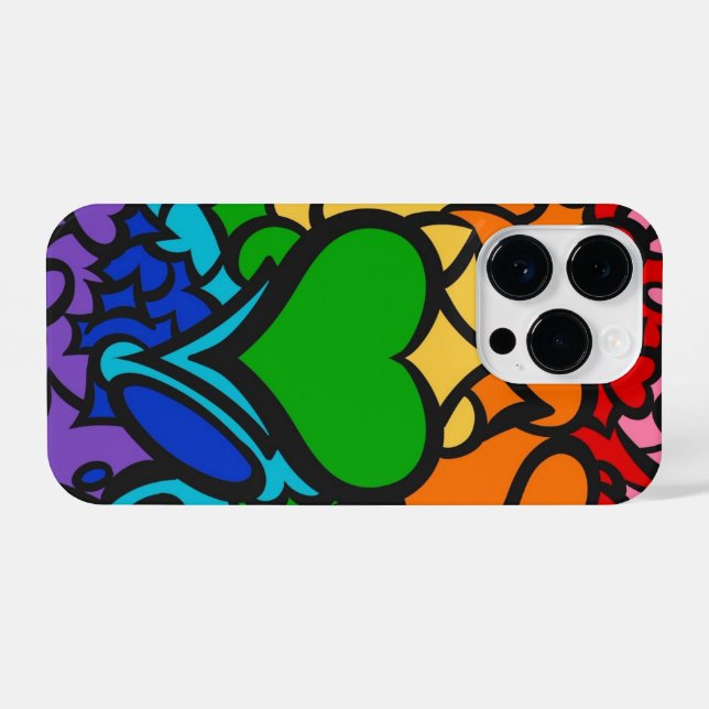 Coque iPhone Arc-en-ciel de fierté à 8 bandes et Zigzag (Verso Horizontal)
