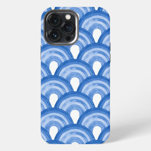 Etui iPhone 13 Pro Max Arc-en-ciel en aquarelle - motif bleu