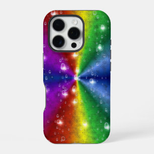 Coque iPhone 16 Pro Arc-en-ciel en cuir d'éléphant Optik , Gouttes de