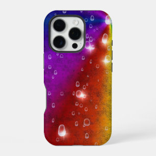 Coque iPhone 16 Pro Arc-en-ciel en cuir d'éléphant Optik , Gouttes de