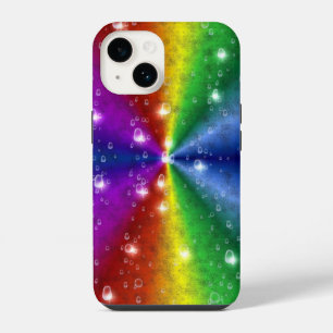Coque Pour iPhone 14 Arc-en-ciel en cuir d'éléphant optik, gouttes d'ea